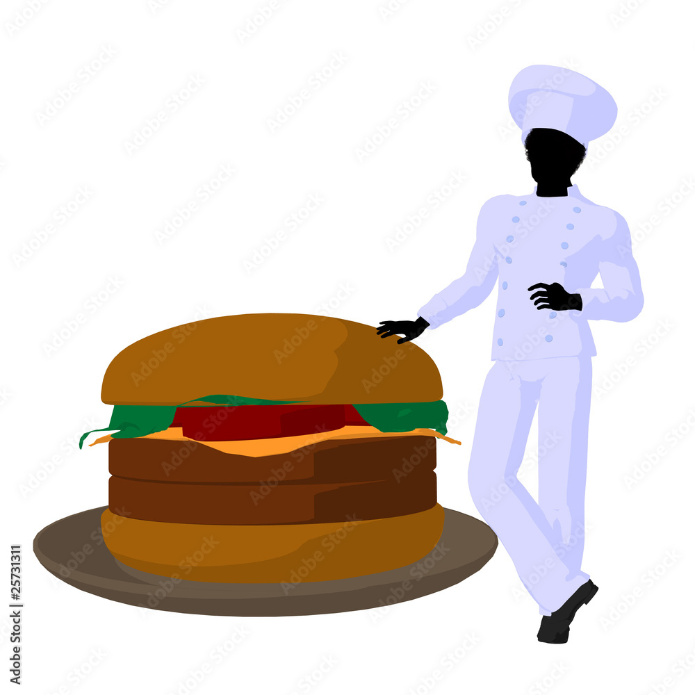 African American Chef Art Illustration Silhouette African American Chef Art Illustration Silhouette