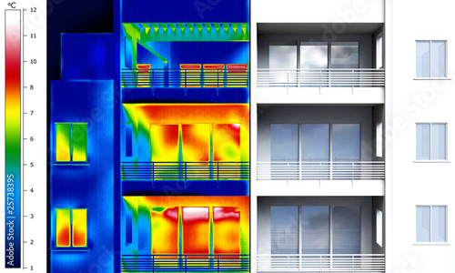 Apartment building thermal imaging half photo