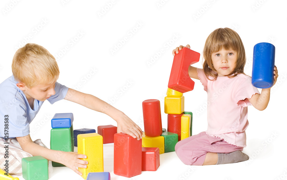 Children play with blocks Children play with blocks