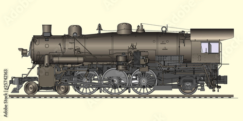Vector illustration of old locomotive