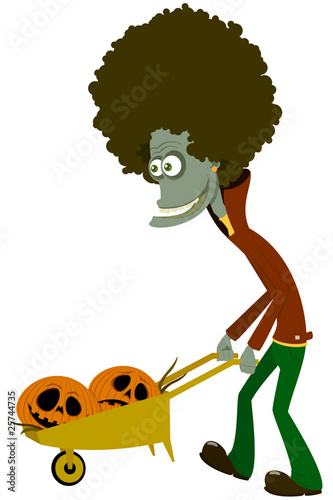 The zombie with a cart. Halloween