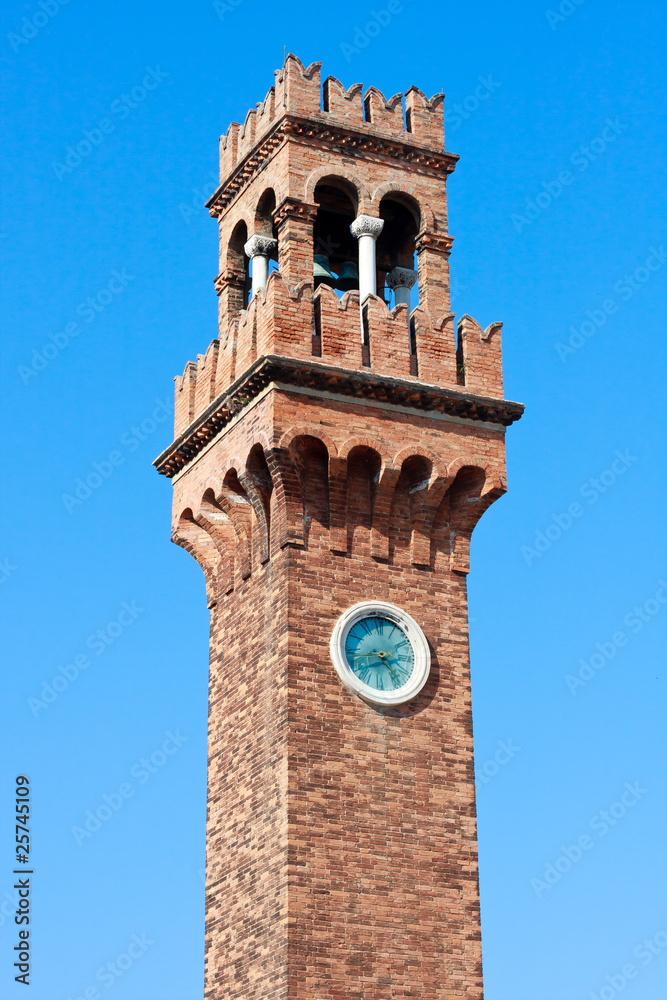 Murano Campanile (clock tower) close up, Venice, Italy