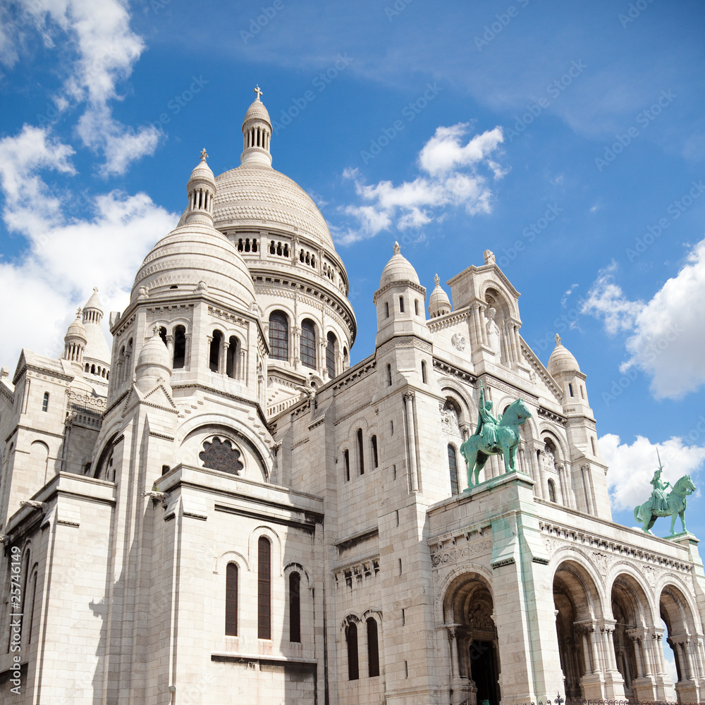 Sacre Coeur Cathedral at a summer day. Paris