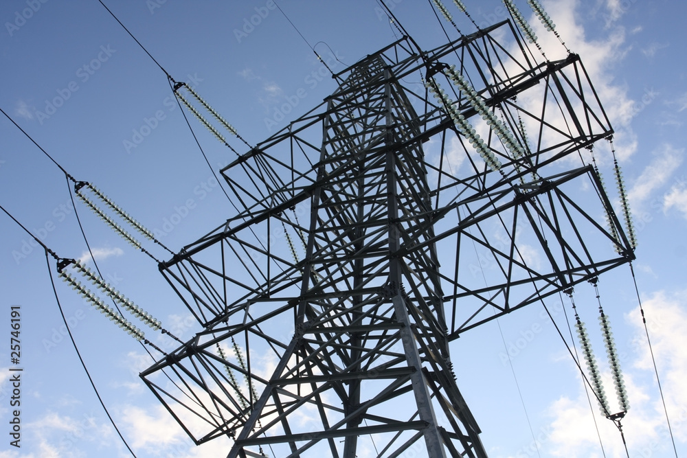 Electric pylon and power lines. Electric pylon and power lines.