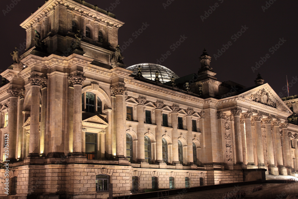 Reichstag building at night. Berlin, Germany.