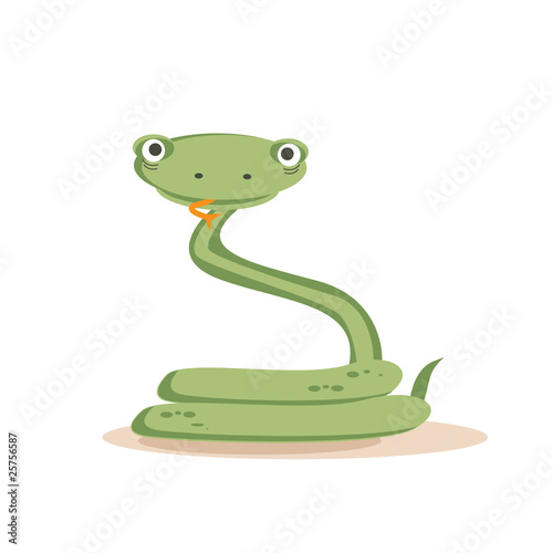 Cartoon snake isolated,  vector illustration