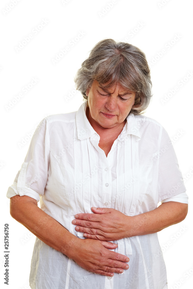 Seniorin mit Bauchschmerzen Seniorin mit Bauchschmerzen