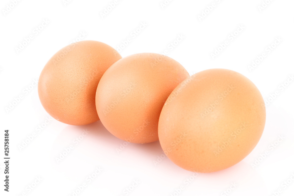 Three brown hen's eggs isolated on white Three brown hen's eggs isolated on white