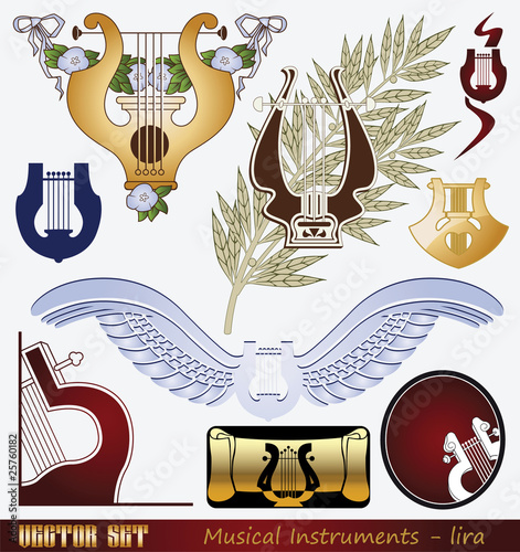 Vector set: Musical Instrument - lyre