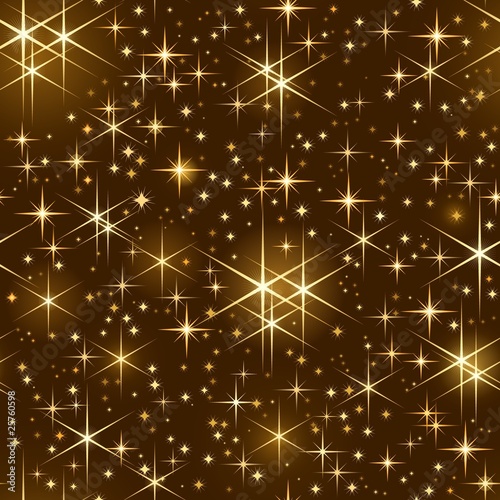 Seamlessly tiling pattern of golden shiny stars