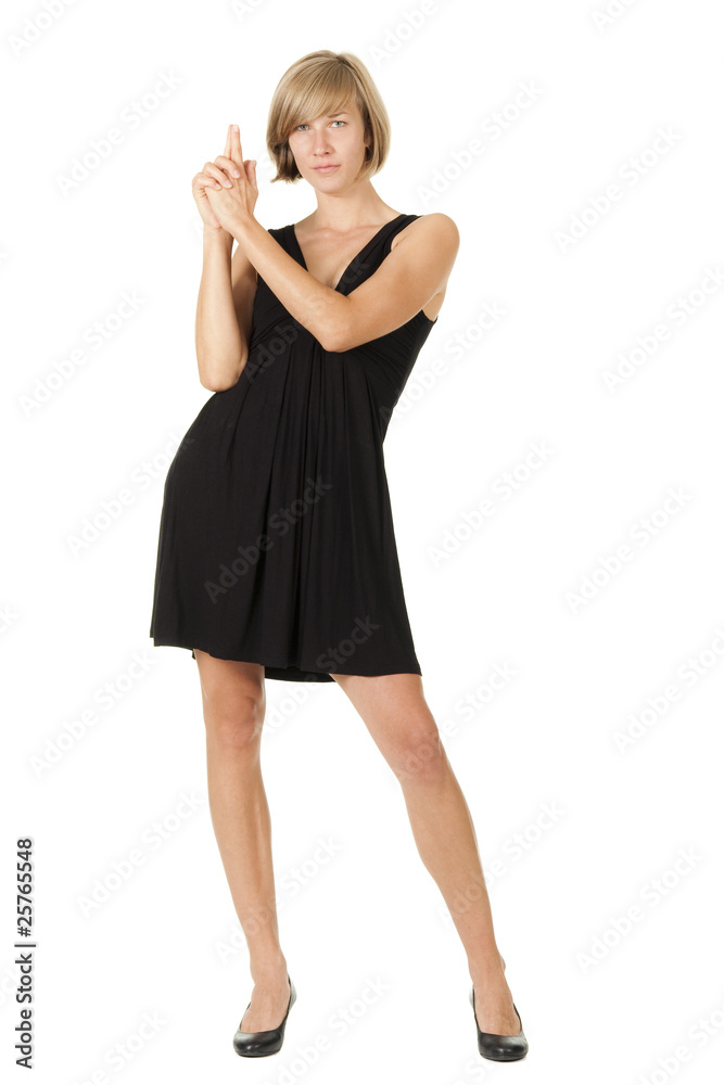 Fototapeta premium Young woman in black dress