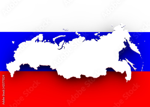 Landkarte Russland mit Flagge