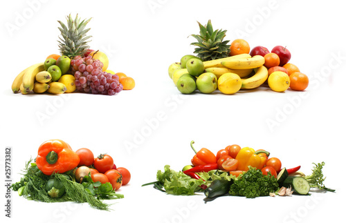 Vegetables and fruits isolated on white