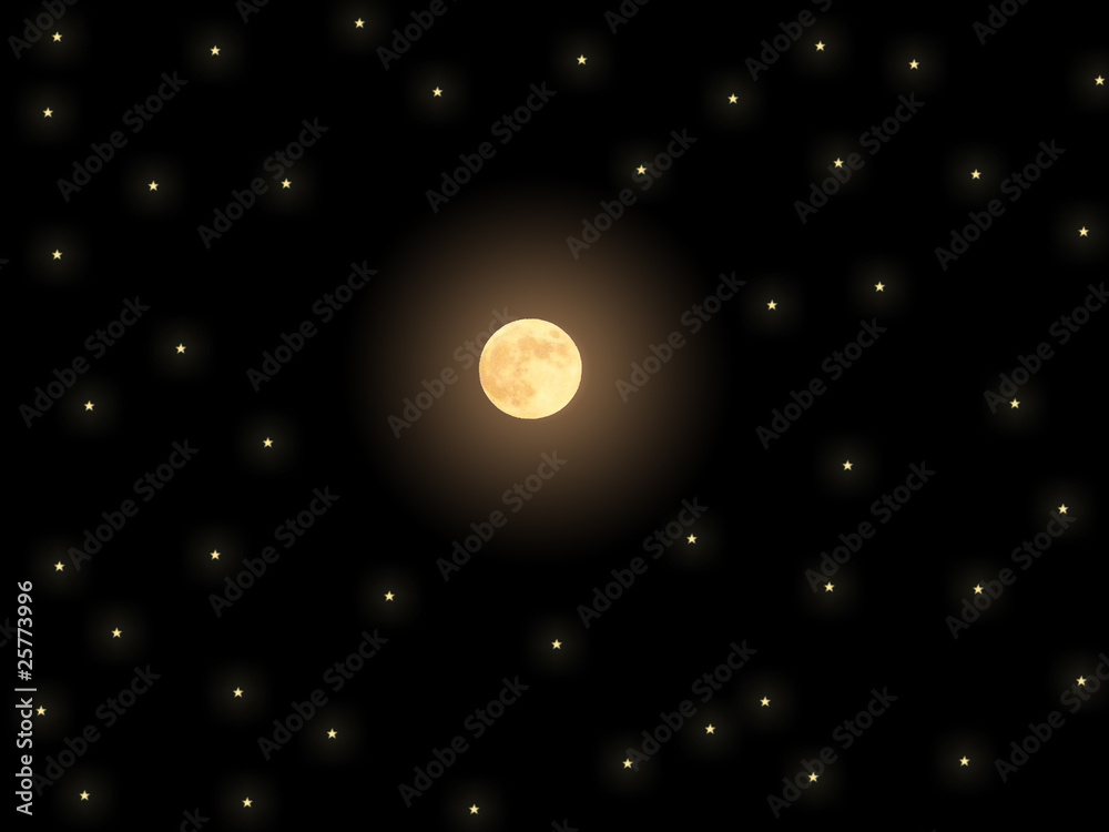 Naklejka premium Luna llena con estrellas