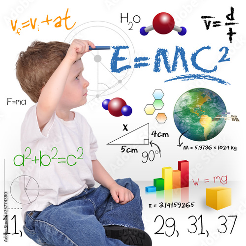 Young Math Science Boy Genius Writing photo