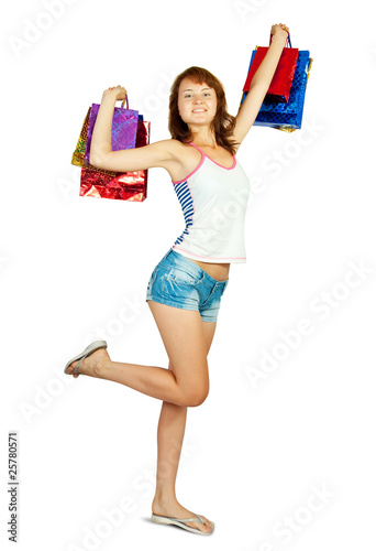lovely girl with shopping bags