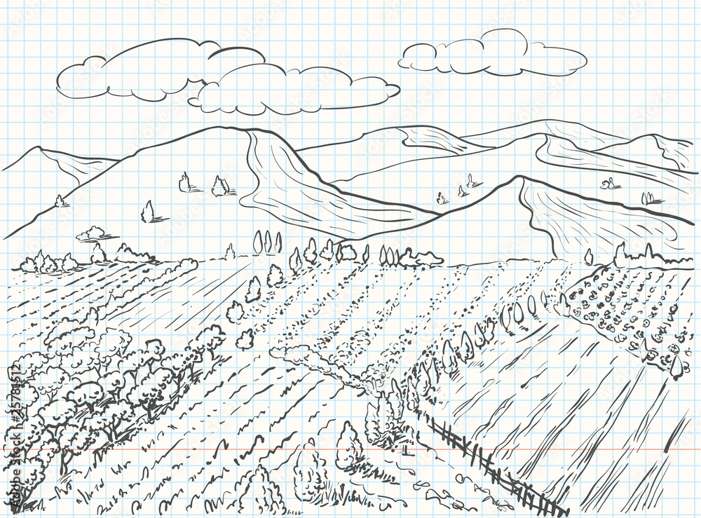 Landscape sketch drawing Landscape sketch drawing