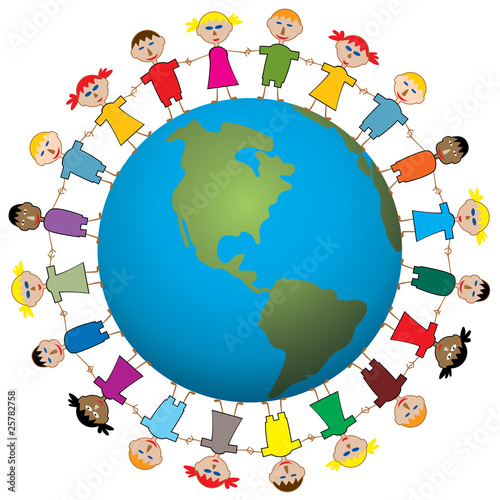 vector illustration of children around the world