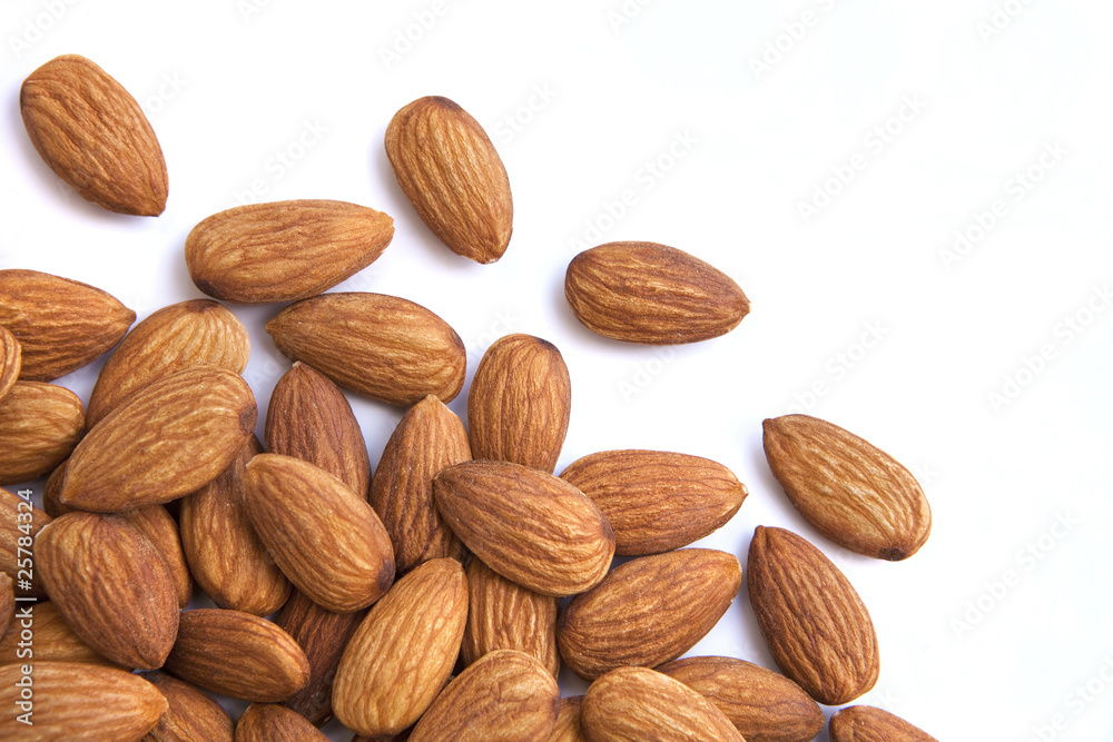 almonds on white background almonds on white background