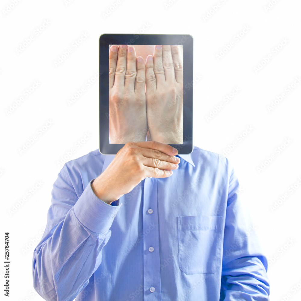 He buried his face in his hands. Digital generation. He buried his face in his hands. Digital generation.