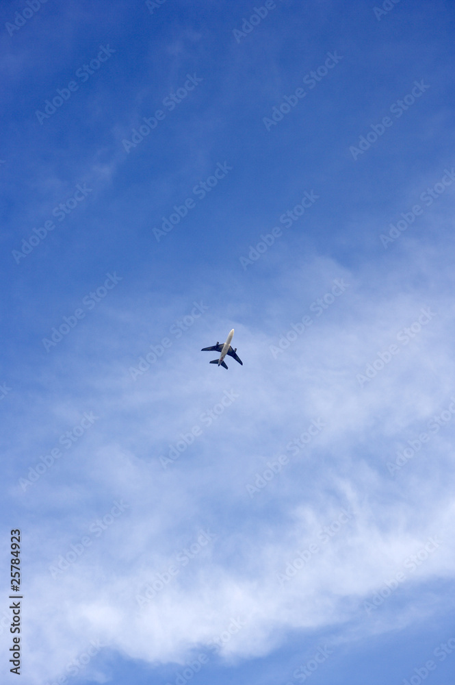 Airplane in blue sky