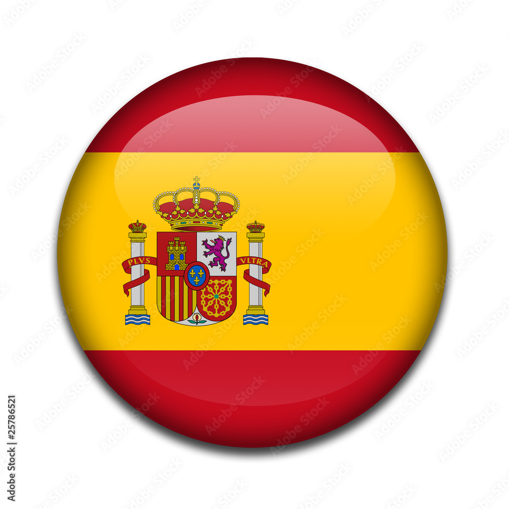 Obraz premium Chapa bandera de España con escudo