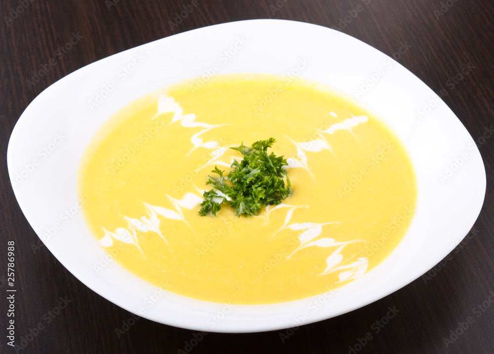 Bowl of hot delicious pumpkin soup Bowl of hot delicious pumpkin soup
