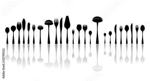 silverware black and white silhouettes