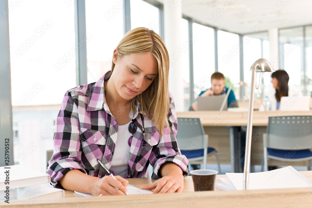 High school - Thoughtful female student in classroom High school - Thoughtful female student in classroom