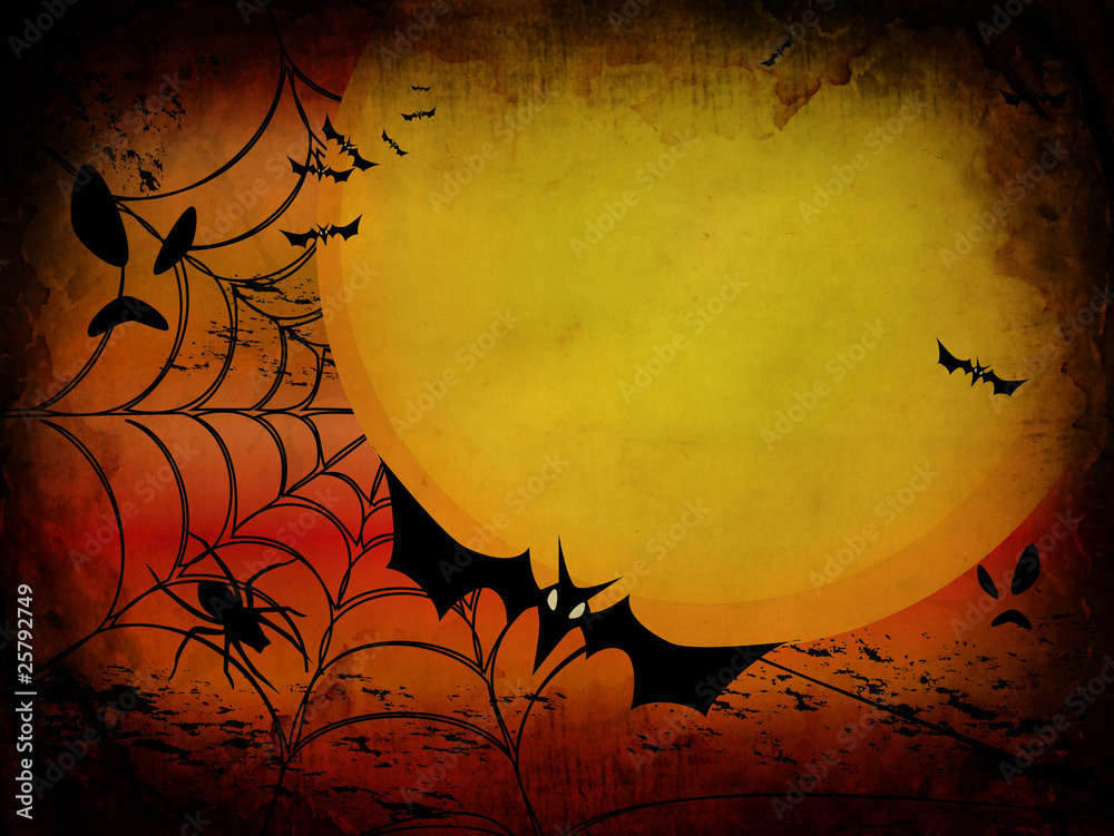 Grunge halloween card or background in orange and red design