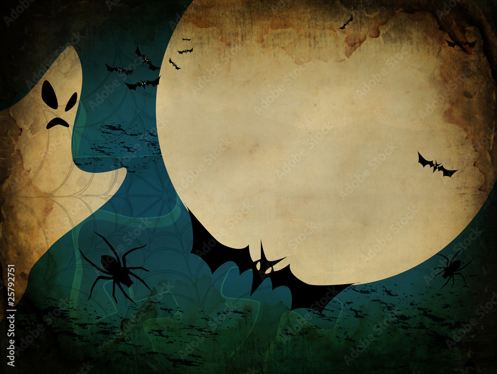 Vintage Halloween card or background in blue design