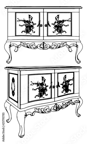 Antique Commode Vector 08