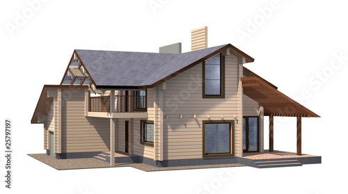 Residential house of paint wooden timber. Real estate