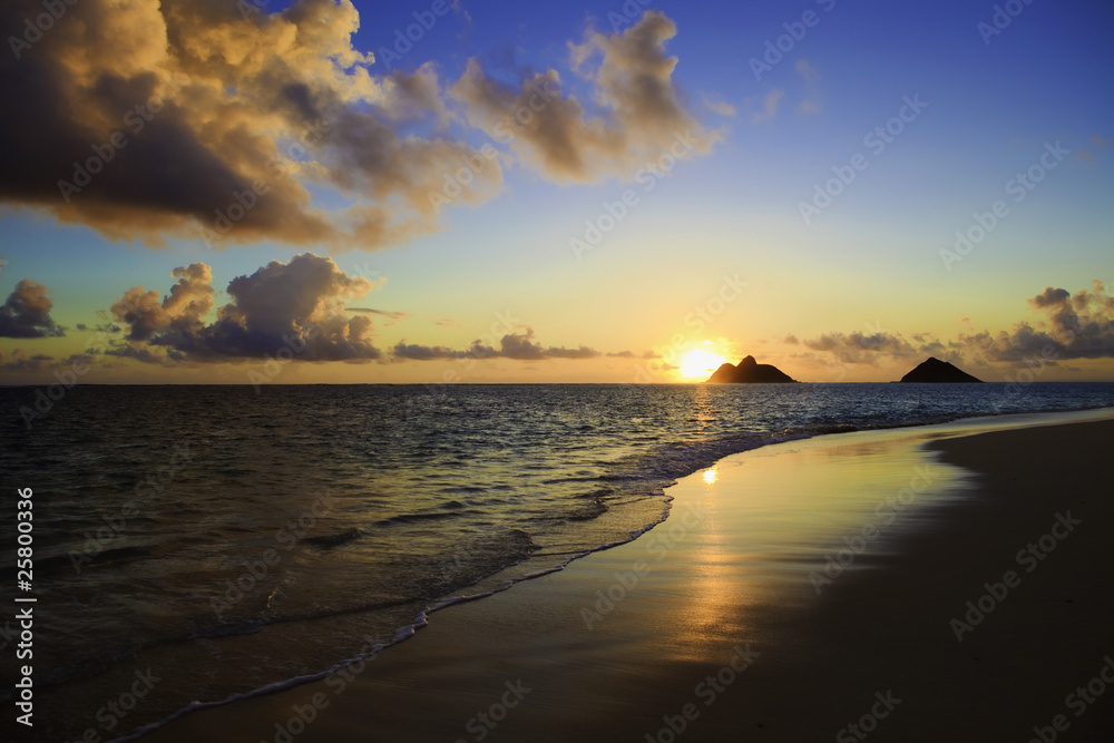 sunrise at lanikai beach in hawaii