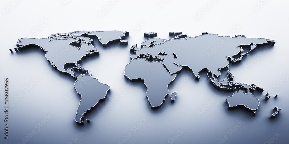 Fototapeta premium 3D render blue world map