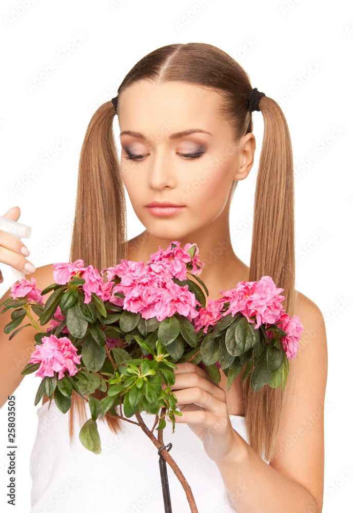 lovely housewife with flowers
