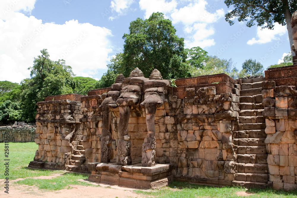 Fototapeta premium Terrace of the elephants in Angkor, Cambodia