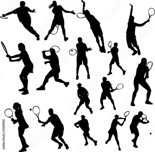 tennis players collection - vector