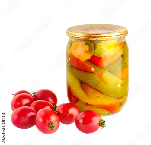 dispersed tomato and glassed pickled vegetables