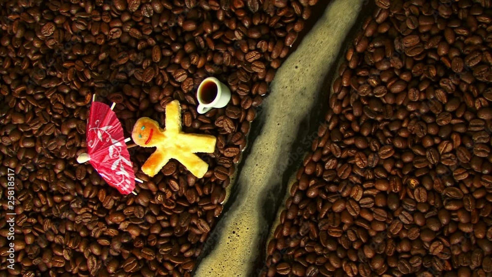 One Cookie Man in Coffee Land.Vertical