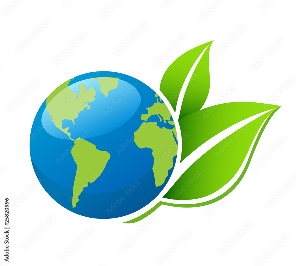 Green Earth with leaves in vector format