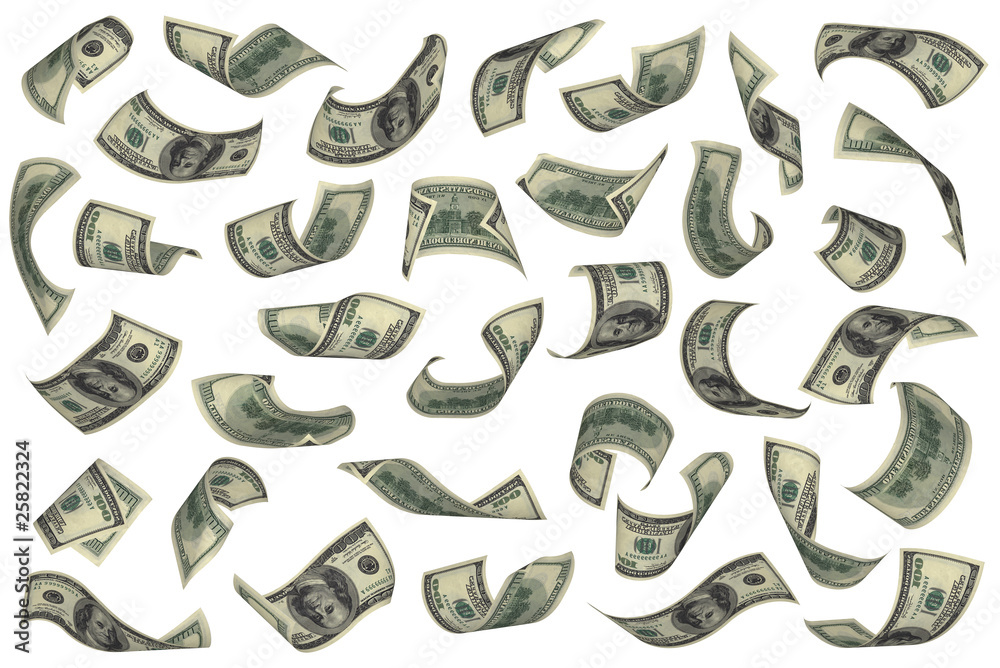 Obraz premium Hundred dollar bills falling