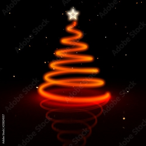 Christmas Tree. Black background, 3d render