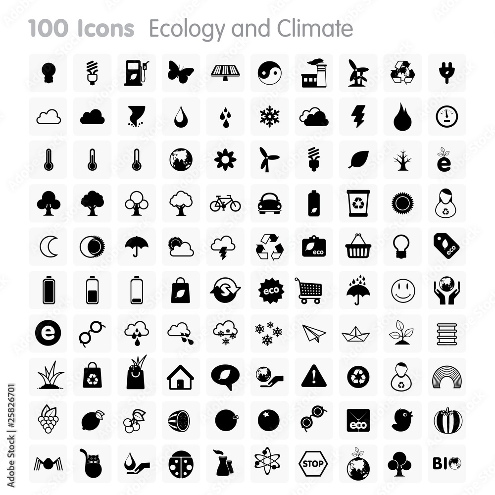 Obraz premium 100 Icons - Ecology and Climate Set