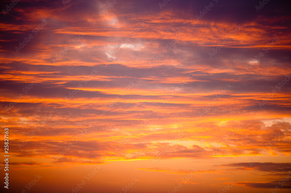 Golden sunset clouds background