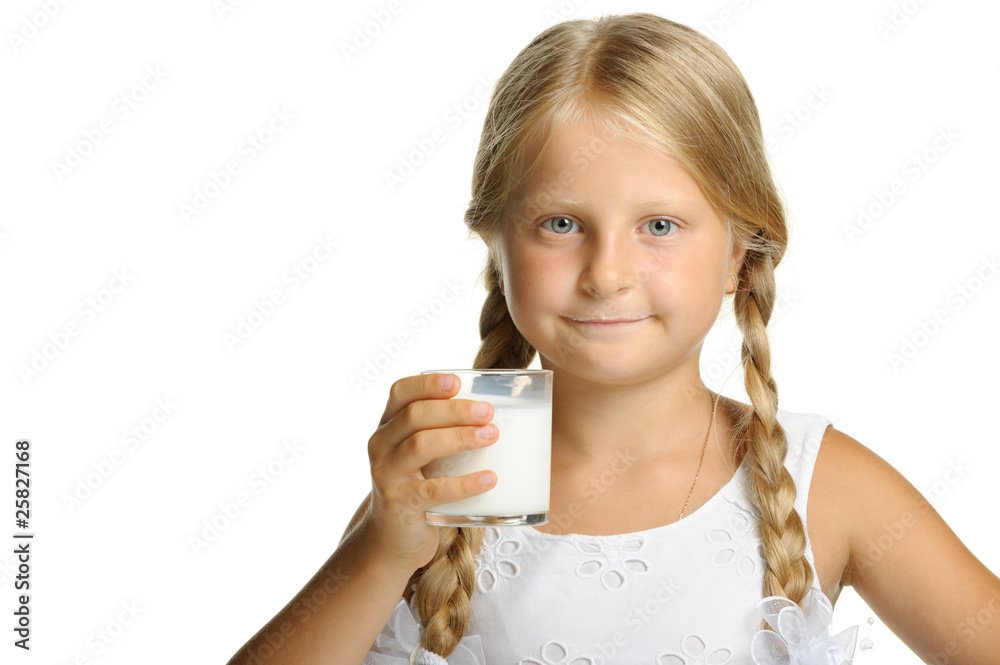 The pretty girl with a glass of milk The pretty girl with a glass of milk