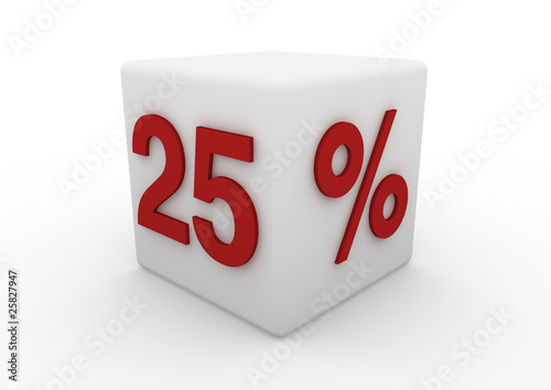 3D Sale Würfel 25 % weiß