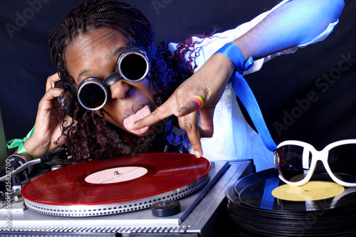 cool afro american DJ in action