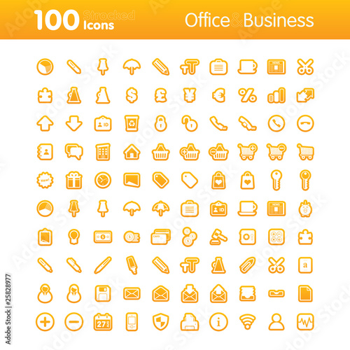 100 Strocked Icons - Office and Business Set photo