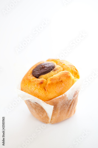 homemade muffin filled with chocolate